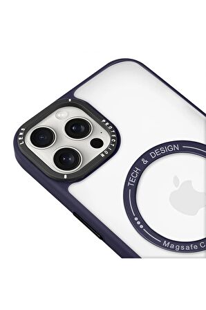 Iphone 13 Pro Max Magsafe Kablosuz Şarj Standlı Gri Çerçeveli Renkli Kılıf