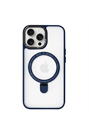 Iphone 13 Pro Max Magsafe Kablosuz Şarj Standlı Gri Çerçeveli Renkli Kılıf