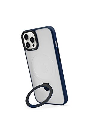 Iphone 13 Pro Max Magsafe Kablosuz Şarj Standlı Gri Çerçeveli Renkli Kılıf