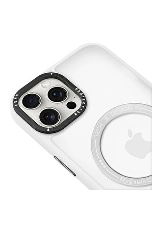 Iphone 14 Pro Max Magsafe Kablosuz Şarj Standlı Lacivert Çerçeveli Renkli Kılıf