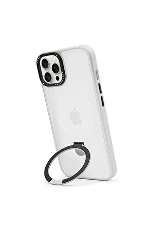 Iphone 14 Pro Max Magsafe Kablosuz Şarj Standlı Lacivert Çerçeveli Renkli Kılıf