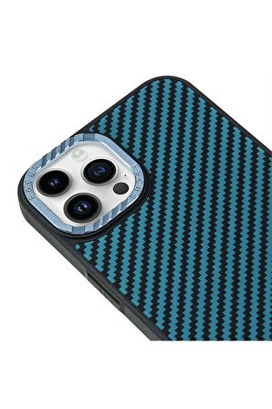 iPhone 13 Pro Max Magsafe Kablosuz Şarj Özellikli Karbonfiber Siyah Renkli Telefon Kılıfı