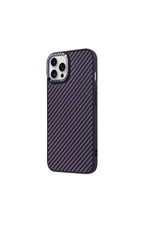 iPhone 14 Pro Max Magsafe Kablosuz Şarj Özellikli Karbonfiber Siyah Renkli Telefon Kılıfı