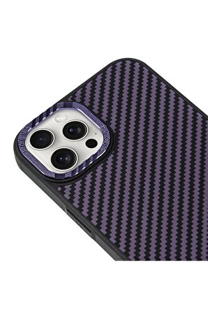 iPhone 14 Pro Max Magsafe Kablosuz Şarj Özellikli Karbonfiber Siyah Renkli Telefon Kılıfı