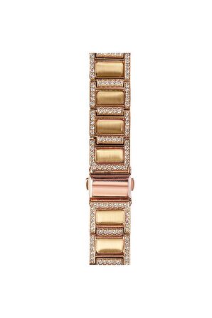 Watch Taşlı Metal Saat Kordonu 42 44 45 49mm Uyumlu Paslanmaz Çelik Altın Gold