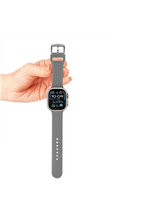 Watch Çizgili Silikon 38 40 41mm Uyumlu 7 Kademeli Sade Saat Kordonu Gri Renkli
