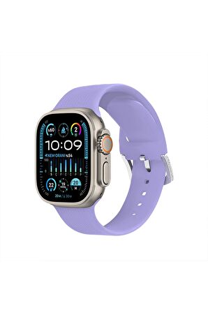 Watch Çizgili Silikon 42 44 45 49mm Uyumlu 7 Kademeli Sade Saat Kordonu Lila Renkli