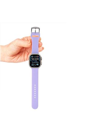 Watch Çizgili Silikon 42 44 45 49mm Uyumlu 7 Kademeli Sade Saat Kordonu Lila Renkli