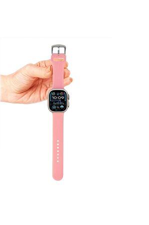 Watch Çizgili Silikon 42 44 45 49mm Uyumlu 7 Kademeli Sade Saat Kordonu Pembe Renkli