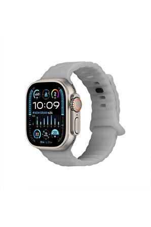 Watch Baklalı Silikon 10 Kademe Ayarlı 42 44 45 49mm Uyumlu Saat Kordonu Beyaz Renkli