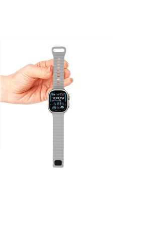 Watch Baklalı Silikon 10 Kademe Ayarlı 42 44 45 49mm Uyumlu Saat Kordonu Beyaz Renkli