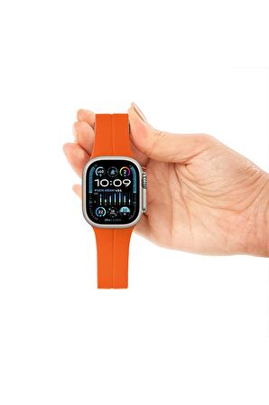 Watch Silikon Mıknatıslı Şık Sade Görünüm 38 40 41mm Uyumlu Saat Kordonu Turuncu