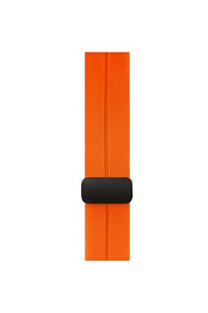 Watch Silikon Mıknatıslı Şık Sade Görünüm 38 40 41mm Uyumlu Saat Kordonu Turuncu