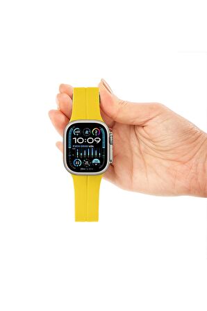 Watch Silikon Mıknatıslı Şık Sade Görünüm 42 44 45 49mm Uyumlu Saat Kordonu Sarı