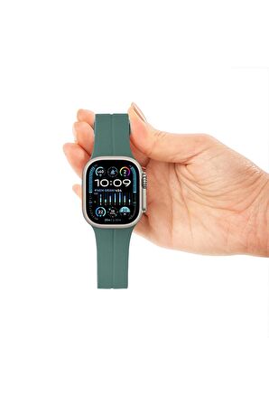 Watch Silikon Mıknatıslı Şık Sade Görünüm 42 44 45 49mm Uyumlu Saat Kordonu Yeşil