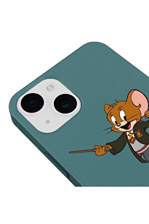 iPhone 15 Silikon Bugs Bunny Kostümlü Jerry Sevimli Siyah Silikon Telefon Kılıfı
