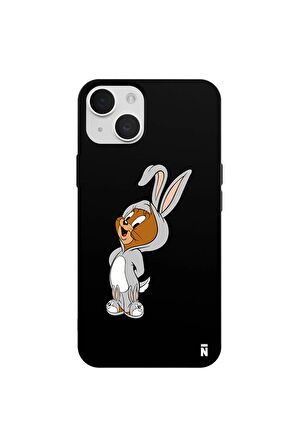 iPhone 15 Silikon Bugs Bunny Kostümlü Jerry Sevimli Siyah Silikon Telefon Kılıfı
