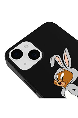 iPhone 15 Silikon Bugs Bunny Kostümlü Jerry Sevimli Siyah Silikon Telefon Kılıfı