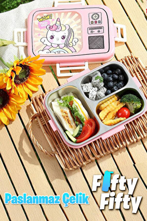Vagonlife Lunch Box 820 ML Tek Kat Üç Bölmeli Sos Kaseli Yeni Nesil Sefer Tası-FFLBOX10283