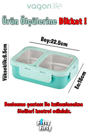 Lunch Box 1120 ML (Sızdırmaz,Karışmaz Üç Bölmeli) Sos Kaseli Yeni Nesil Sefer Tası-FFLBOX1