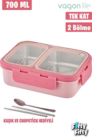 Lunch Box 1120 ML (Sızdırmaz,Karışmaz Üç Bölmeli) Sos Kaseli Yeni Nesil Sefer Tası-FFLBOX1