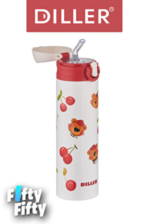 DILLER 480 ML Pipetli Paslanmaz Çelik Termos Vacum Cup Kilitli Kapak  -FFDILLERD9228