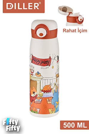 DILLER 500 ML Rahat İçim Paslanmaz Çelik Termos Kilitli Kapak Çelik Süzgeçli -FFDILLERD9214