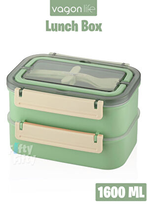 Vagonlife Bento Lunch Box 1600 ML 2 Kat Yeni Nesil Sefer Tası Paslanmaz Çelik -FFLBOX2221