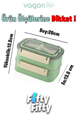 Vagonlife Bento Lunch Box 1600 ML 2 Kat Yeni Nesil Sefer Tası Paslanmaz Çelik -FFLBOX2221