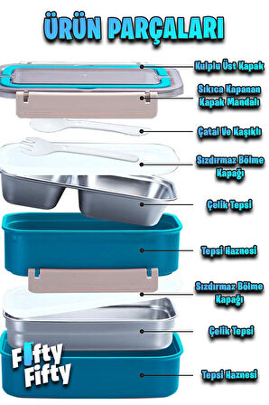 Vagonlife Bento Lunch Box 1600 ML 2 Kat Yeni Nesil Sefer Tası Paslanmaz Çelik -FFLBOX2221