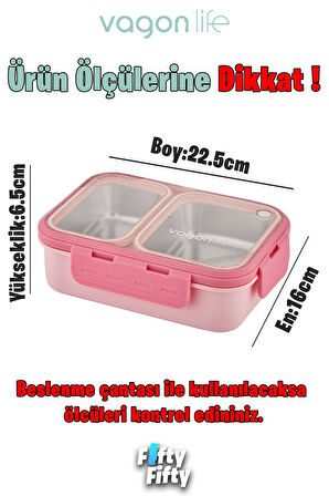 Vagonlife Lunch Box 700 ML Tek Kat İki Bölmeli Metal Kaşıklı Yeni Nesil Sefer Tası-FFLBOX7096