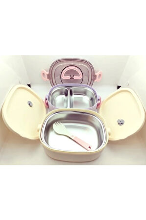 Lunch Box 700 ML Tek Kat İki Bölmeli Metal Kaşıklı Yeni Nesil Sefer Tası-FFLBOX7096