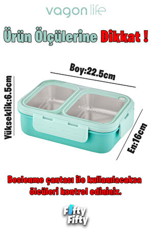 Vagonlife Lunch Box 700 ML Tek Kat İki Bölmeli Metal Kaşıklı Yeni Nesil Sefer Tası-FFLBOX7096