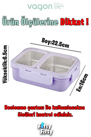 Lunch Box 700 ML Tek Kat İki Bölmeli Metal Kaşıklı Yeni Nesil Sefer Tası-FFLBOX7096