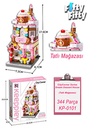 KEEPPLEY City Corner/Şehir Köşesi Serisi Tatlı Mağazası (344 Parça) Oyuncak Yapım Seti FFK-0101