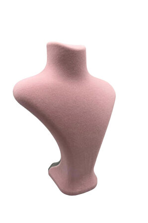 Yerli Üretim Londra Model Süet Kumaş Pembe Renk 22/18 Cm Kolye Sergileme Mankeni