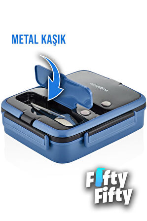 Vagonlife Lunch Box 1000 ML Tek Kat 3 Bölmeli Metal Kaşıklı Yeni Nesil Sefer Tası-FFLBOX10164