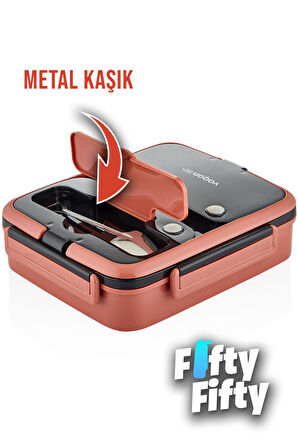 Vagonlife Lunch Box 1000 ML Tek Kat 3 Bölmeli Metal Kaşıklı Yeni Nesil Sefer Tası-FFLBOX10164