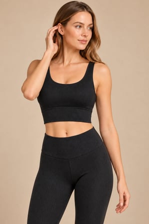 Kadın Çok Sıkı Kalıp Pedli Büstiyer ve Fitilli Tayt Spor Alt Üst Takım 2'li Paket