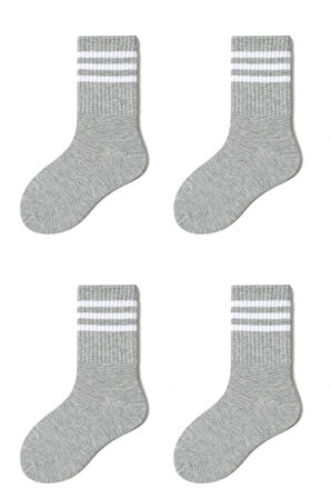 4 Çift Çocuk Çizgili Mevsimlik Çorap