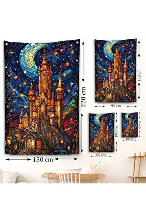 Modern Peri Masalı Kanaviçe Vitray Kale Duvar Örtüsü-7983