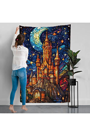 Modern Peri Masalı Kanaviçe Vitray Kale Duvar Örtüsü-7983