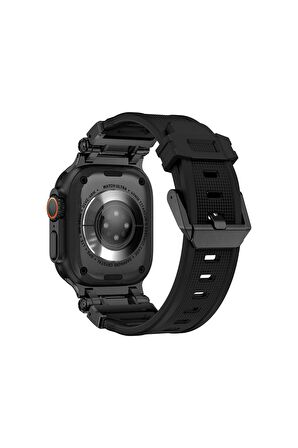 Apple Watch 44mm Uyumlu Fuchsia KRD-1101 Titanyum Metal Başlıklı Silikon Kordon