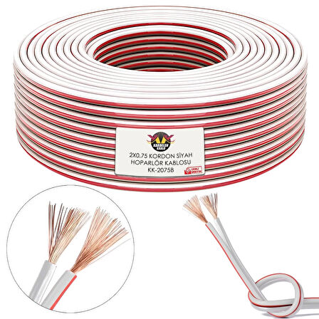 Hoparlör Kablosu Kordon 2x0.75 Zayıf Akım Led Kablosu Beyaz 100 Metre