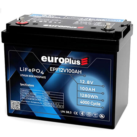 Europlus Lityum Akü Bluetooth'lu 12.8V 100Ah LiFePO4