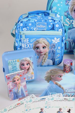 x Dekomus Lisanslı "Ice Queen Collection" Elsa Frozen Full Kırtasiye Seti Okul,Kalem ve Beslenme Çantası,Beslenme Kabı,500 Ml Matara Seti