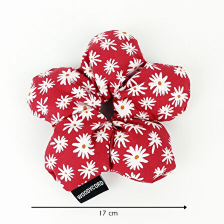 WoodyCord El Yapımı Elyaf Dolgulu Papatya Pofuduk Scrunchie Toka 