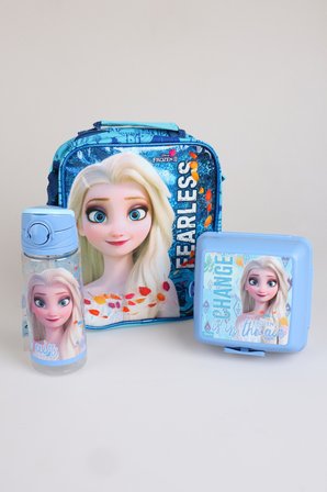 x Dekomus Lisanslı "Fearless Collection" Elsa Frozen Termoslu Beslenme Çantası,Beslenme Kabı,500 Ml Matara Seti