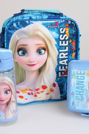 x Dekomus Lisanslı "Fearless Collection" Elsa Frozen Termoslu Beslenme Çantası,Beslenme Kabı,500 Ml Matara Seti