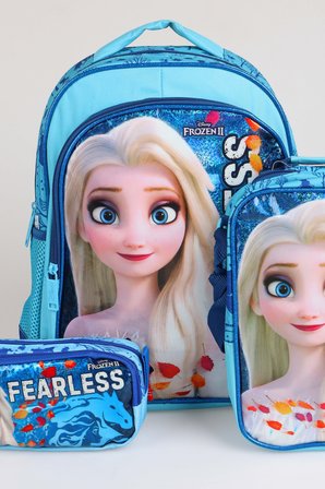 x Dekomus Lisanslı "Fearless Collection" Elsa Frozen Okul,Termoslu Beslenme ve Kalem Çantası Seti